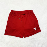 Red Brand Embroidered Pattern Double Pocket Rope Shorts