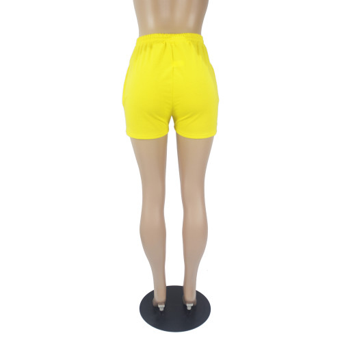 Brand Embroidered Pattern Double Pocket Rope Shorts