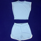 Pure Color Hot Shorts Sports Two Piece Clothing