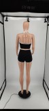 Two Piece Clothing Solid Color Halter Top and Shorts