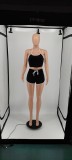 Two Piece Clothing Solid Color Halter Top and Shorts