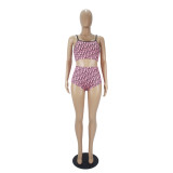 Three Piece Sexy Pattern Printed Bikini Set and Shorts