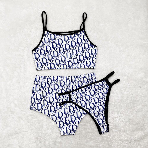 Three Piece Sexy Pattern Printed Bikini Set and Shorts