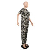 Casual Zipper Camouflage Print Clothing Wmenn Jumpsuit