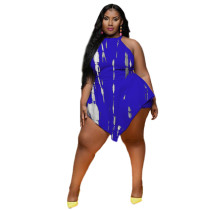Sleeveless Plus Size Tie-dye Fake Two-piece Jumpsuit with Back Zipper