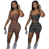 Casual Printed Straps Top and Shorts Women Clothing