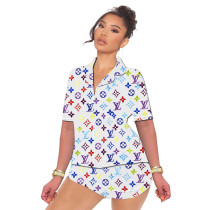 Casual Pattern Printed Pajamas Home Wear 2 Piece Loungewear