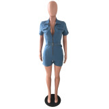 Sexy Zip Up Stretch Conjoined Romper