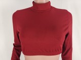 High Neck Soft Ribbed Two Piece Women Clothing Set