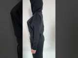 Casual Black Thick Sweatshirt Hoodie Two Piece Set