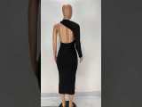 Fashion One Shoulder Long Sleeve Mid Dress