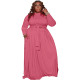 Two Piece Set Plus Size Bandage Blouse and Long Skirt with Pocket