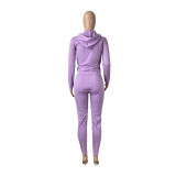 Casual Hoodie Zipper Long Sleeve Sports Two Piece Outfits Set