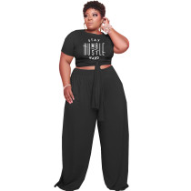 Fat Lady Casual Plus Size Printed Two Piece Set