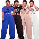 Fat Lady Casual Plus Size Printed Two Piece Set