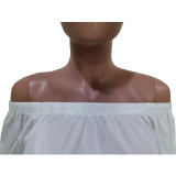 Solid Color Lace Sleeve Off Shoulder Top