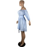 Sexy Off Shoulder Pleated Club Dress with Belt
