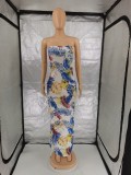 Strapless Printed Sexy Maxi Dress