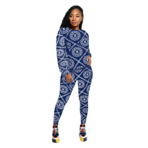 Blue Fashion Branded Clothing Set Two Piece Printed Dyeing Autumn Pant Sets