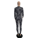 Black Fashion Branded Clothing Set Two Piece Printed Dyeing Autumn Pant Sets