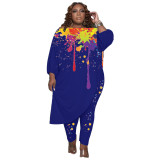 Fall Splash Ink Printing Plus Size Women Clothing