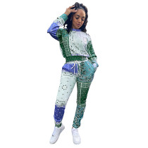 Casual Tracksuit Paisley Printed Two Piece Pant Sets