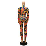 Fall Ethnic Print African Blouse and Pant Sets