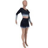 Gradient Women Tennis Suit Fashion Sexy Vest Crop Top Shorts Skirts