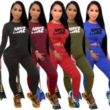 Fall Black Printed Nike Stacked Pants Sets For Women