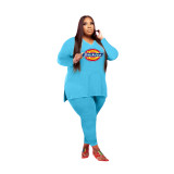 Fat Women Printed Plus Size 5XL Split Two Piece Outfits