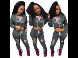 Casual Autumn/Winter Printed Hooded Sweatsuit Pant Set