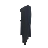 Solid Color Autumn Black Three Piece Set Pit Vest Pant Set with Cardigan