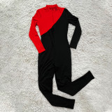 Red/Black Color Matching Sexy Bodycon Jumpsuit