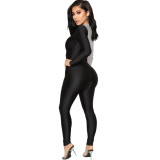 Grey/Black Color Matching Sexy Bodycon Jumpsuit