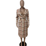 Outerwear Sexy Constructed Cut Out Double Layer Trench Plaid Coat