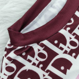 Womens Luxury Clothing 2021 Femme Wine Red Printed Lounge Wear Sets