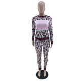 Womens Luxury Clothing 2021 Femme Wine Red Printed Lounge Wear Sets