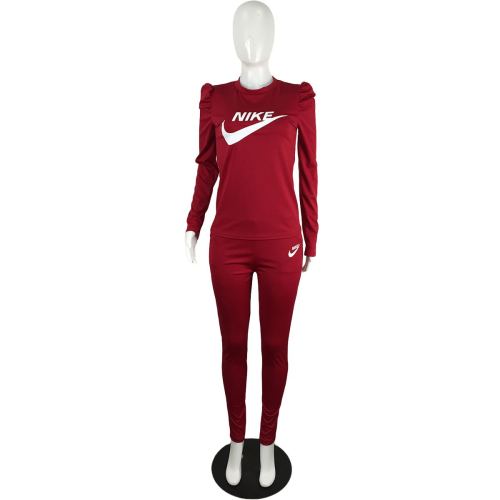 Wine Red Designer Clothes Offset Printing Sports Matching Outfits
