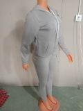 Casual Grey Nike Clothes Lounge Wear Sports Embroidery Hoodie Women Sweat Suit Set