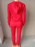 Casual Red Nike Clothes Lounge Wear Sports Embroidery Hoodie Women Sweat Suit Set