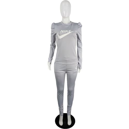 Grey Designer Clothes Offset Printing Sports Matching Outfits
