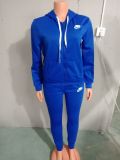 Casual Blue Nike Clothes Lounge Wear Sports Embroidery Hoodie Women Sweat Suit Set