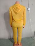 Casual Yellow Nike Clothes Lounge Wear Sports Embroidery Hoodie Women Sweat Suit Set