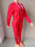 Casual Red Nike Clothes Lounge Wear Sports Embroidery Hoodie Women Sweat Suit Set