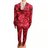 Casual Camouflage Nike Clothes Lounge Wear Sports Embroidery Hoodie Women Sweat Suit Set