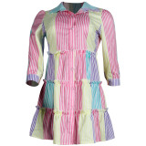 Colorful Striped Mini T-shirt Dress