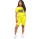 Fashion Yellow Ladies Shorts Tracksuit Printed Avatar Women Short Sets