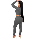 Casual Dark Grey Printed Avatar Stacked Joggers Pants Two Piece Pants Set