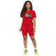 Fashion Red Ladies Shorts Tracksuit Printed Avatar Women Short Sets