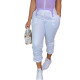 Casual White Drawstring Sports Thickened Pants with Pockets